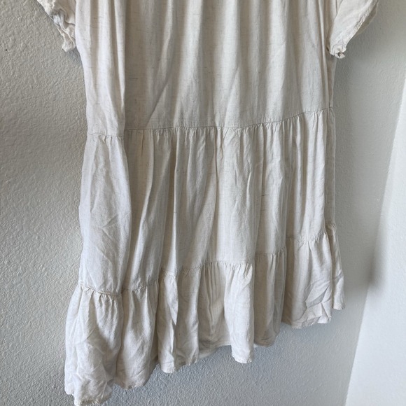 Roolee Babydoll Dress Size XS Tiered Mini Dress Beige Short Sleeve Cottagecore - Picture 5 of 15